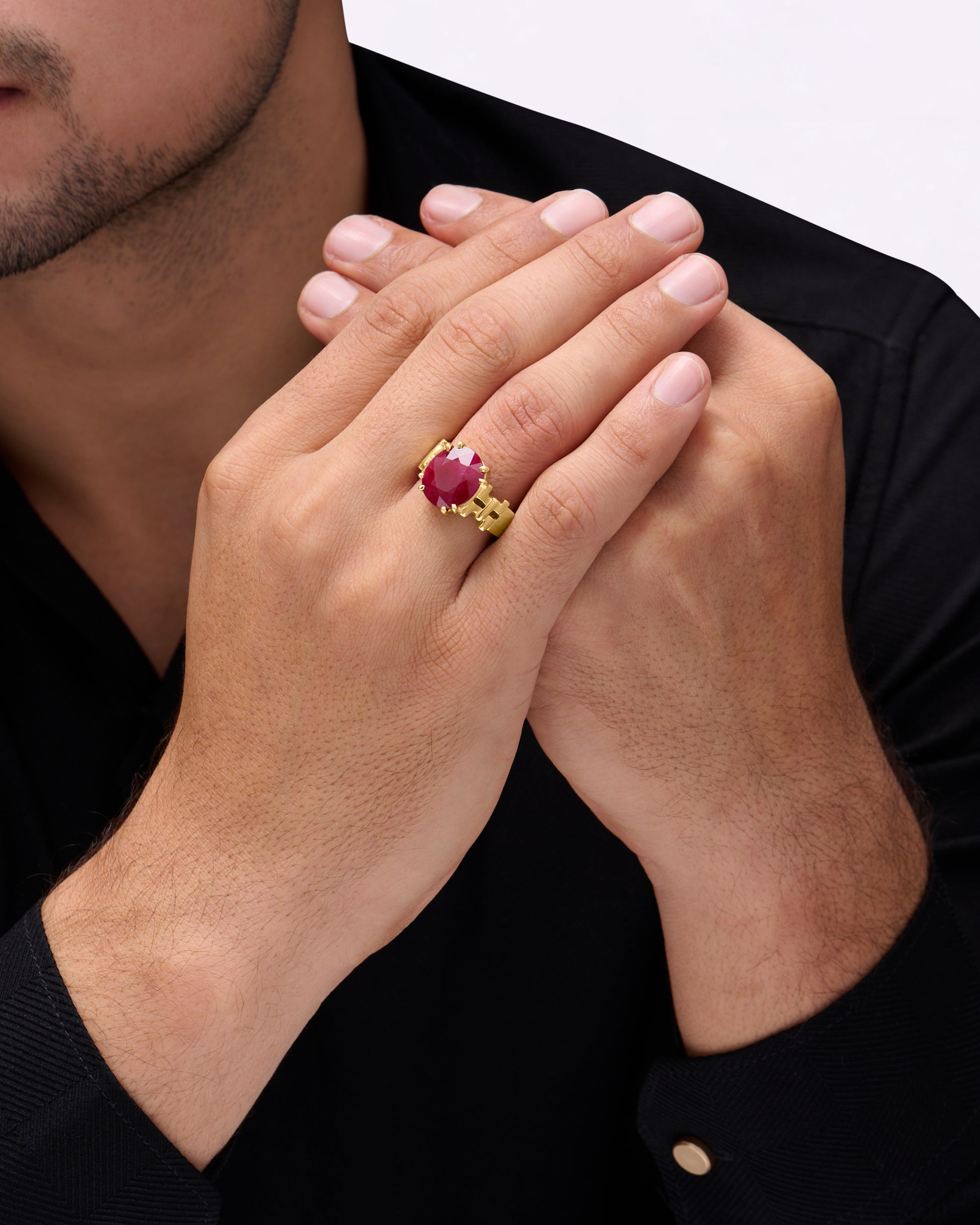 Gents Ring in Ruby in 18K Gold Buy from Myra Gems