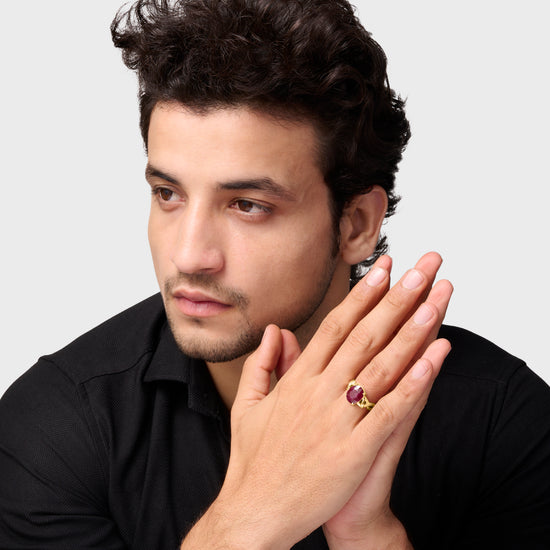 Stylish Ruby Ring Online in Male Designs from Myra Gems