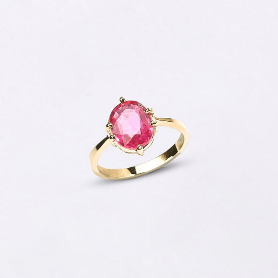 Pure Energy of Ruby Manik Ring in Hallmark Gold from Myra Gems