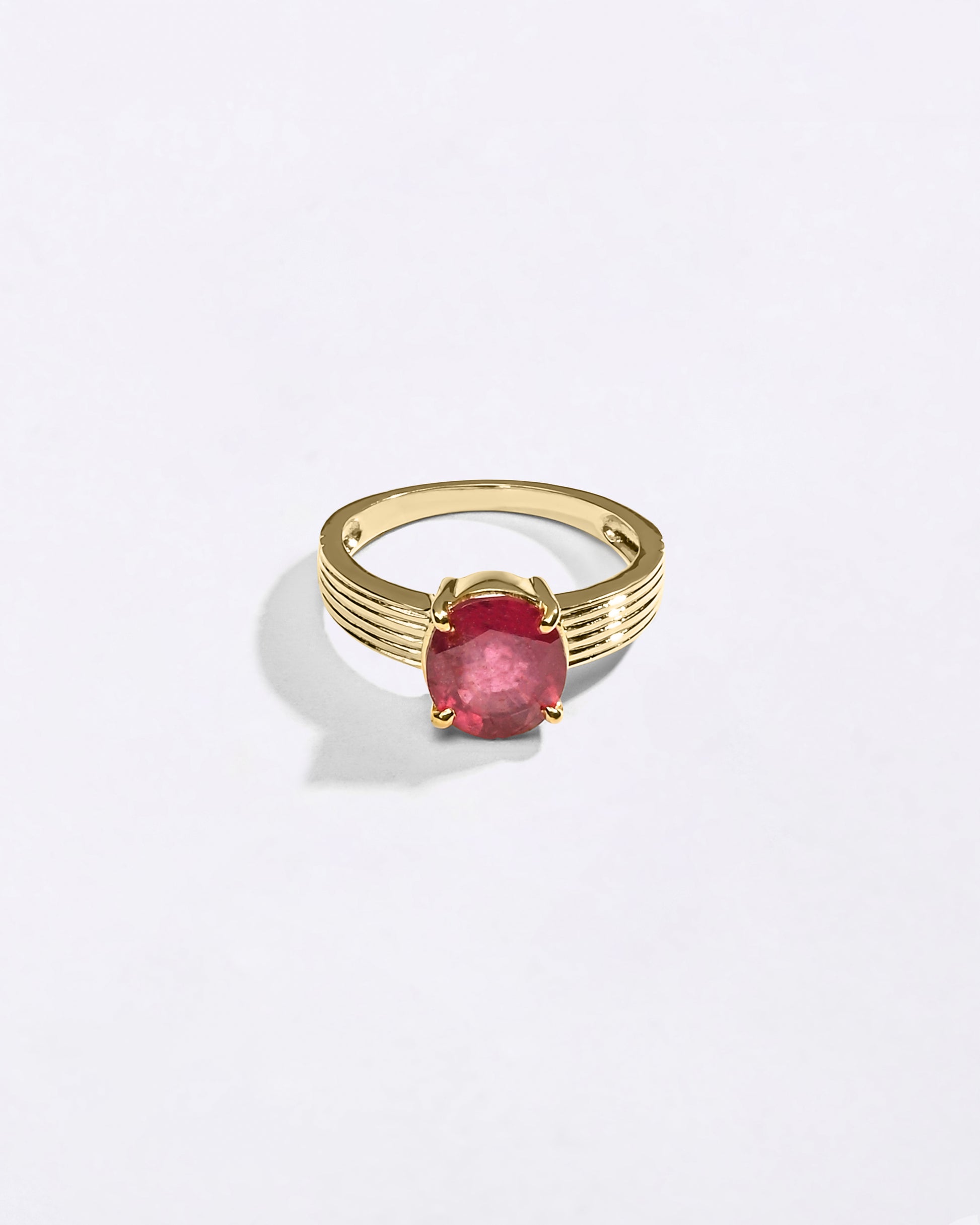 Male Wearing Ruby Ring for Love in 18K Gold from Myra Gems