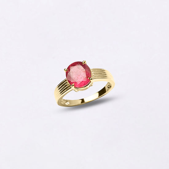 Male Wearing Ruby Ring for Love in 18K Gold from Myra Gems