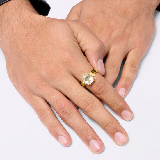 Elegant White Sapphire Gemstone 18K Gold Ring from Myra Gems
