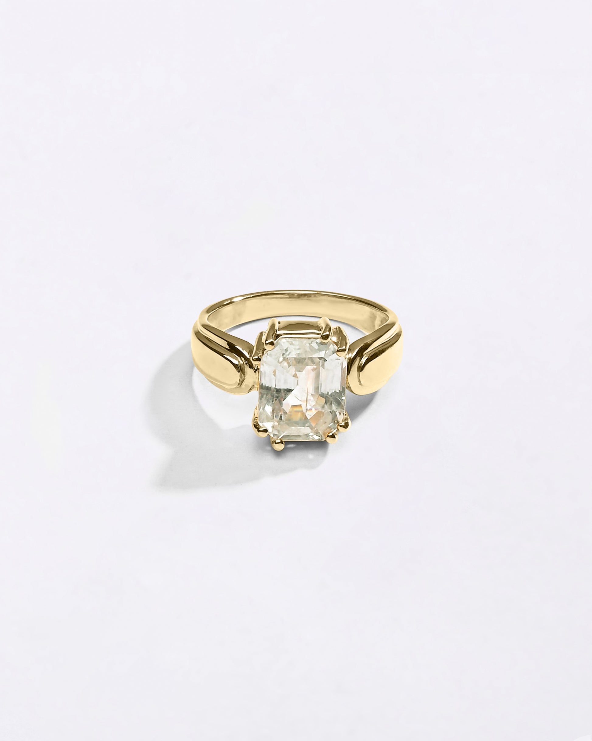 Elegant White Sapphire Gemstone 18K Gold Ring from Myra Gems