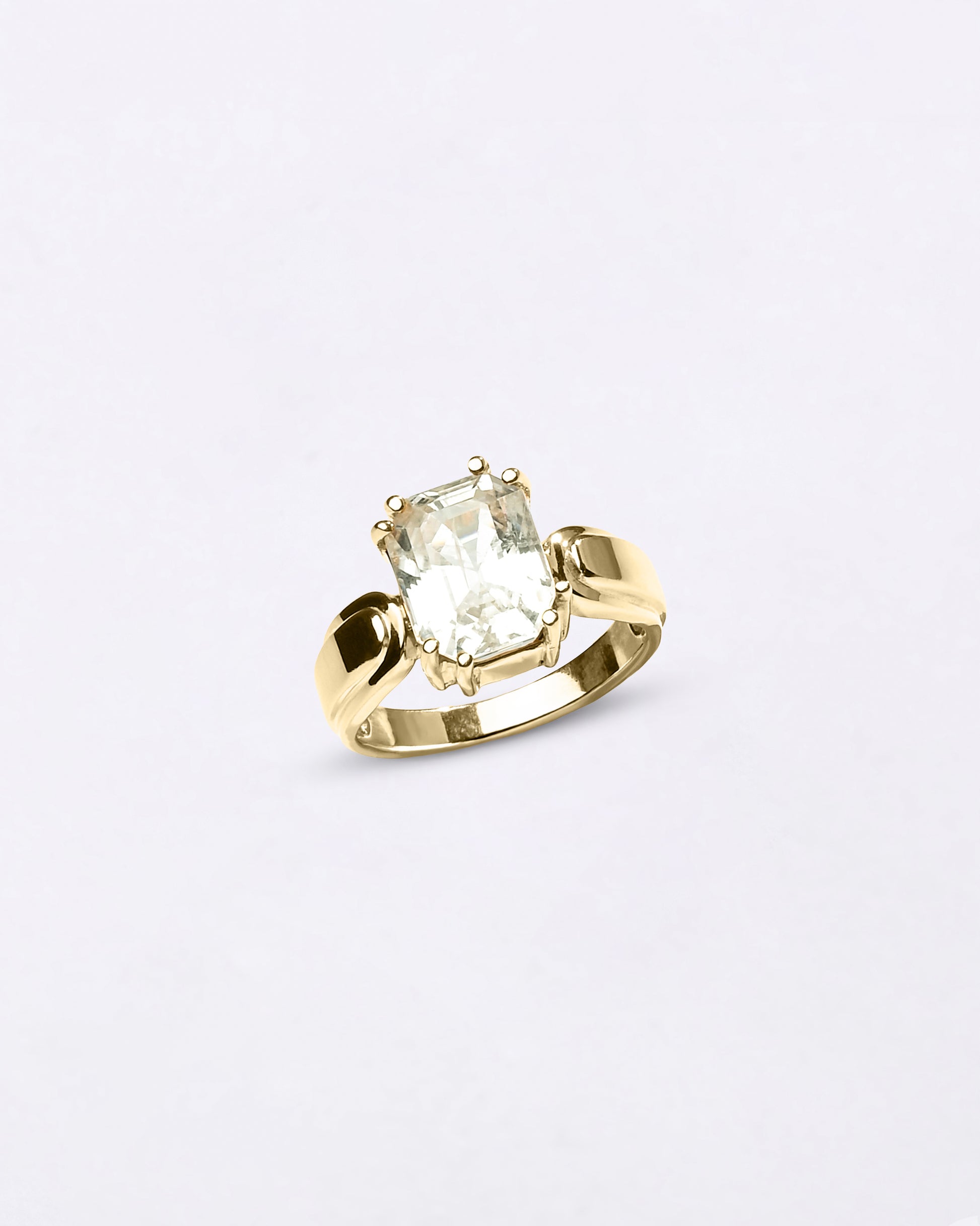 Elegant White Sapphire Gemstone 18K Gold Ring from Myra Gems