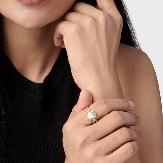 White Sapphire Desinger Ring in Gold from Myra Gems