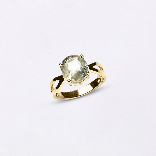 White Sapphire Desinger Ring in Gold from Myra Gems