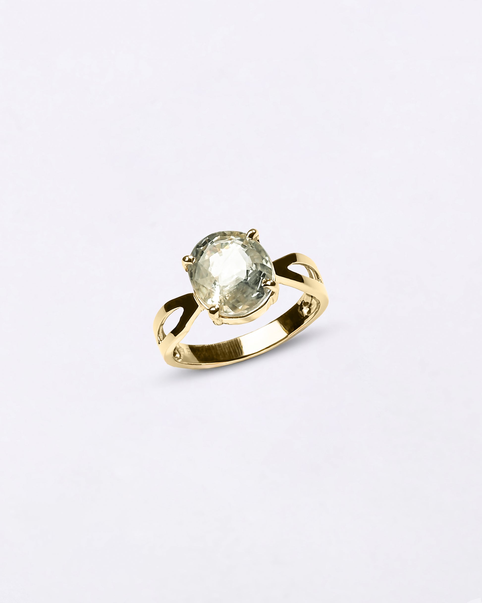 White Sapphire Desinger Ring in Gold from Myra Gems