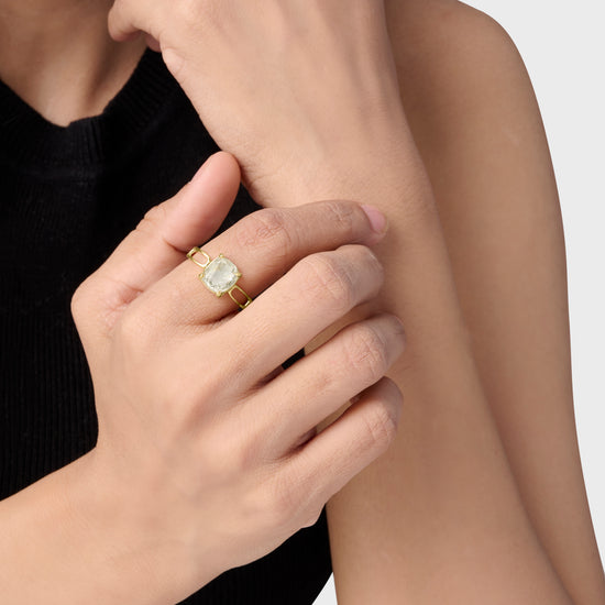 Pukhraj Gemstone 18K Gold Ring for Men from Myra Gems