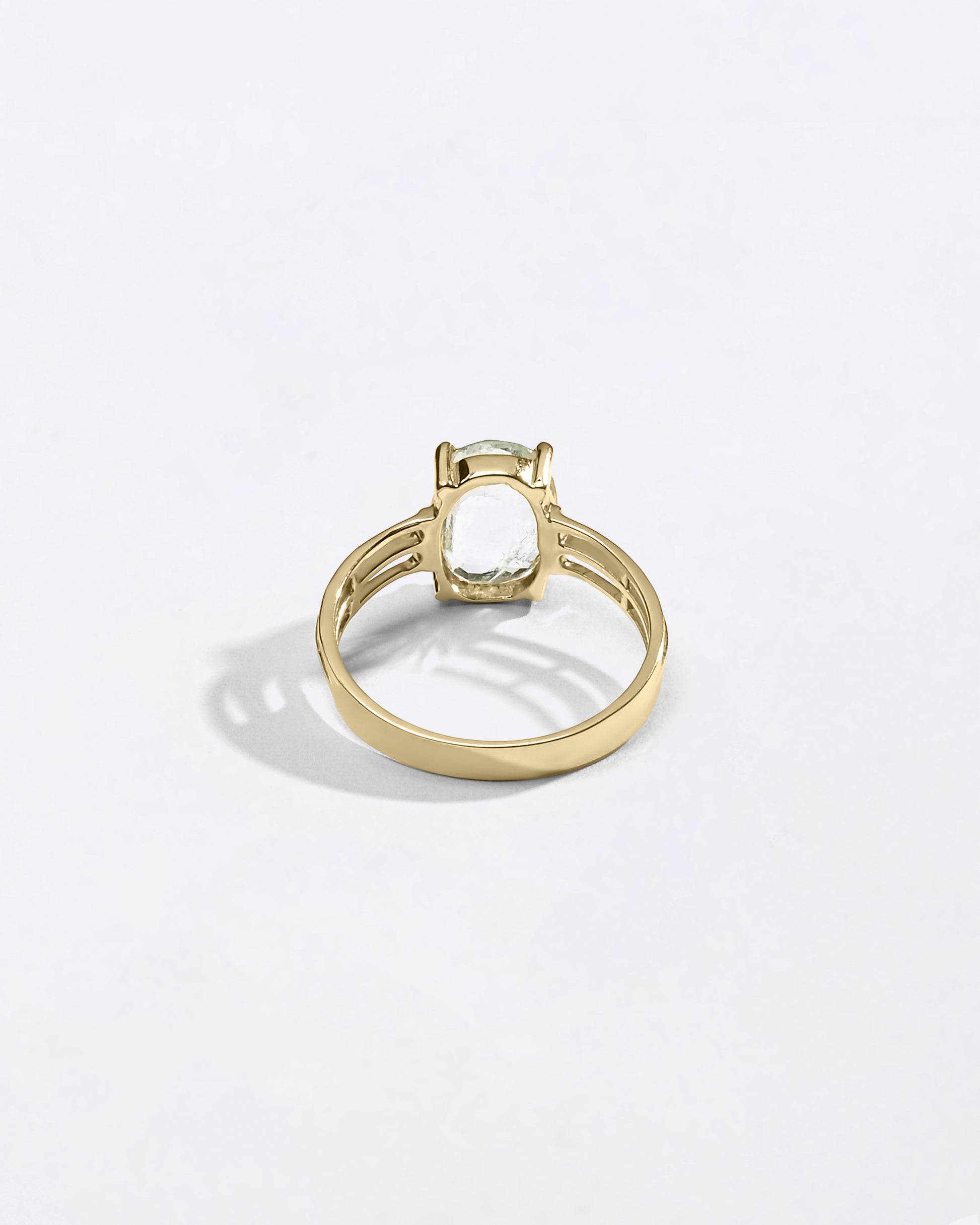 Bold White Sapphire Pukhraj Ring in 18K Gold from Myra Gems
