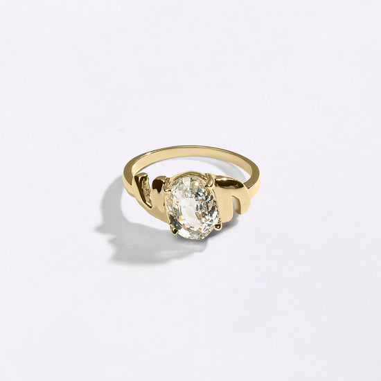 Royal White Sapphire Stone 18K Gold Ring from Myra Gems