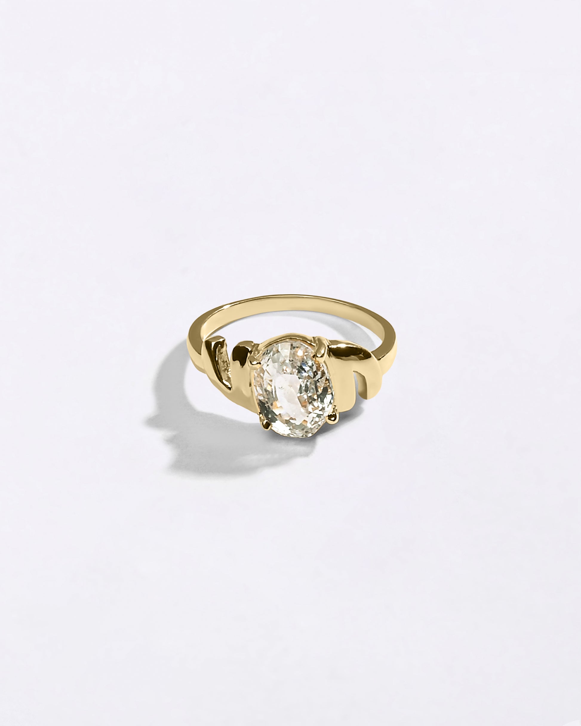 Royal White Sapphire Stone 18K Gold Ring from Myra Gems