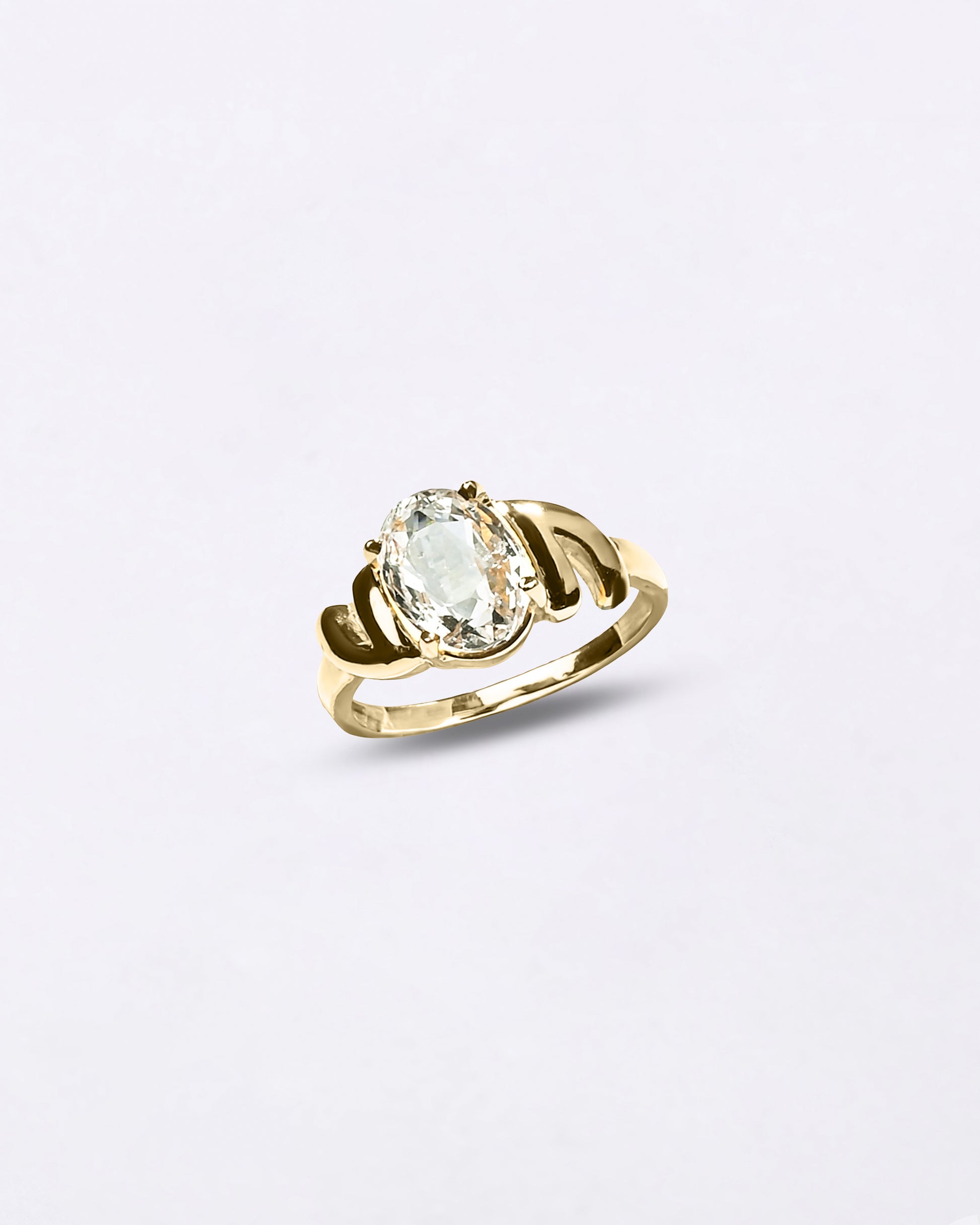 Royal White Sapphire Stone 18K Gold Ring from Myra Gems