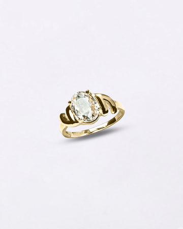 Royal White Sapphire Stone 18K Gold Ring from Myra Gems