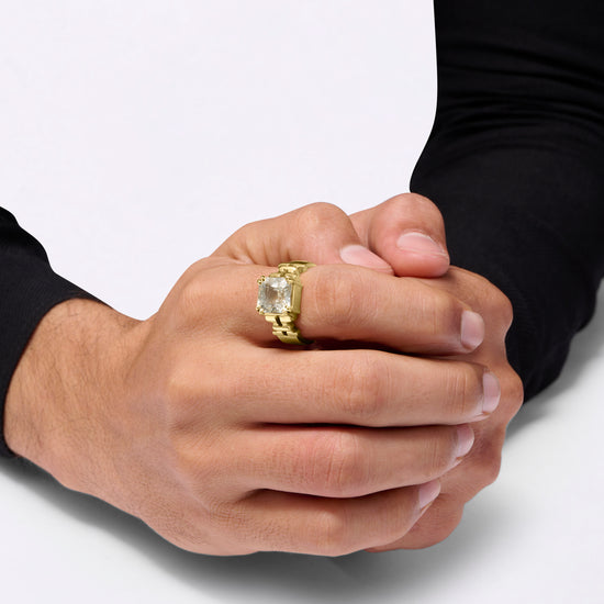Natural Pukhraj Men Design in Gold Ring from Myra Gems