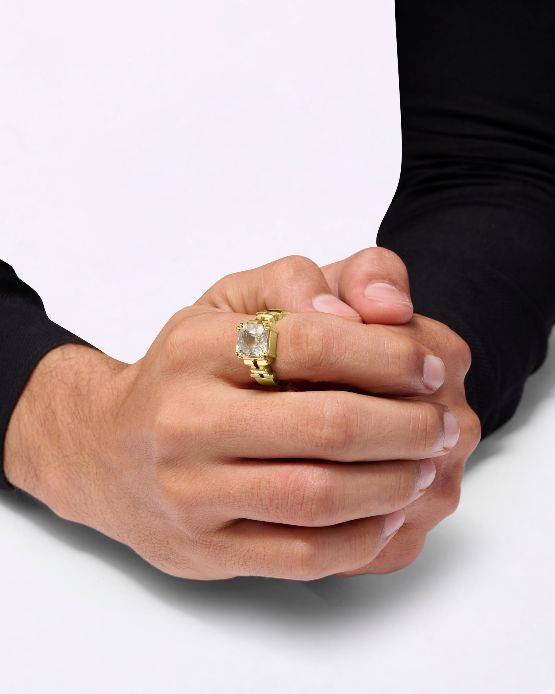 Natural Pukhraj Men Design in Gold Ring from Myra Gems