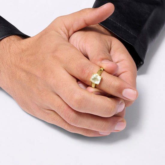 Original Pukhraj Ring with 18K Gold Band from Myra Gems