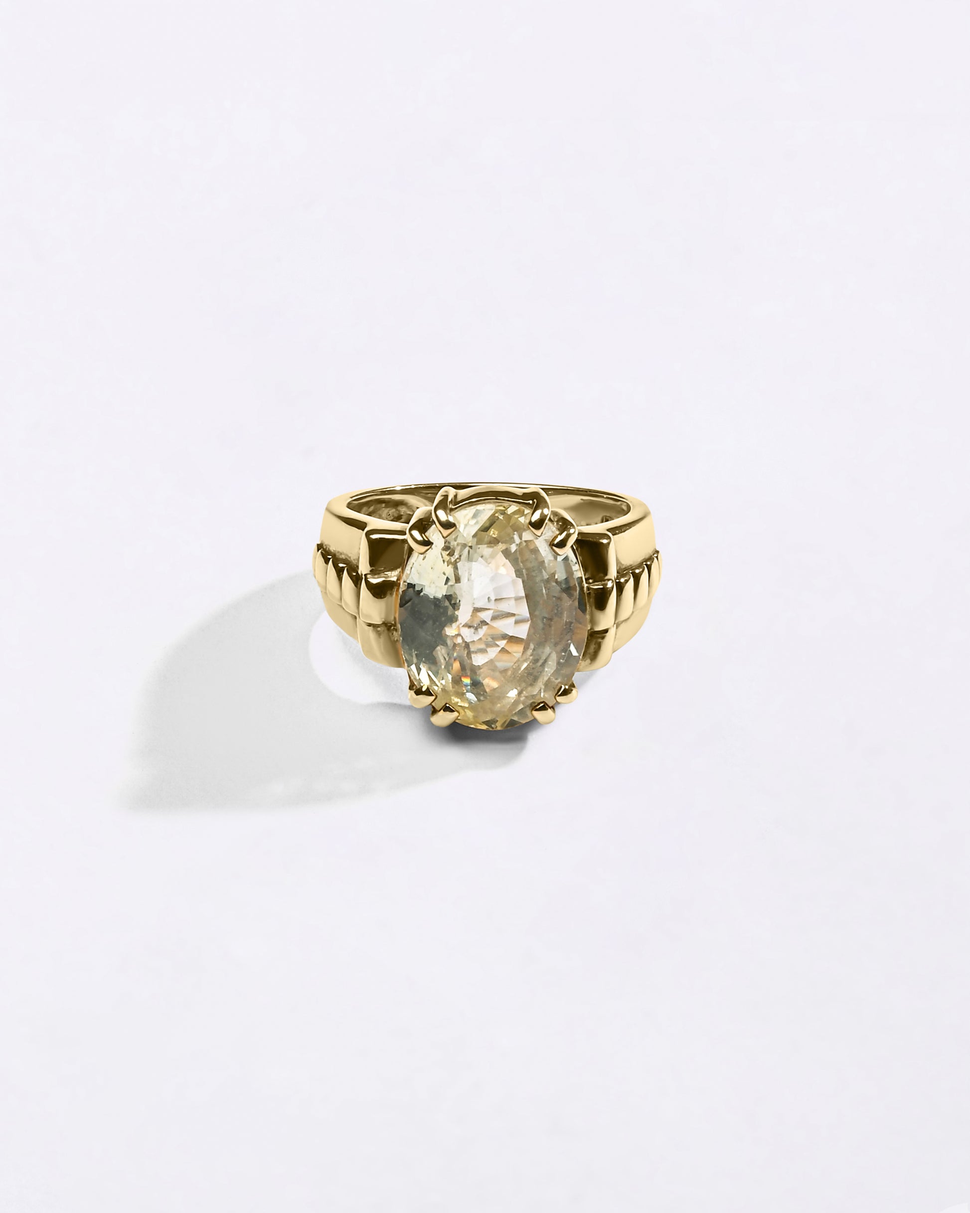 Astrology White Sapphire Gemstone Ring from Myra Gems