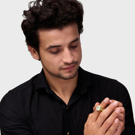 Astrology White Sapphire Gemstone Ring from Myra Gems