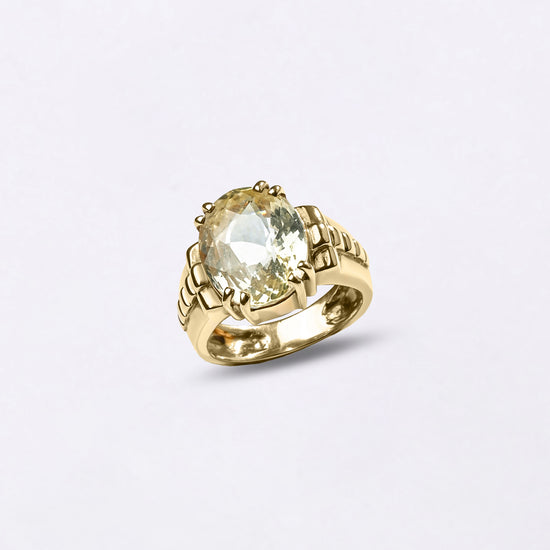 Astrology White Sapphire Gemstone Ring from Myra Gems