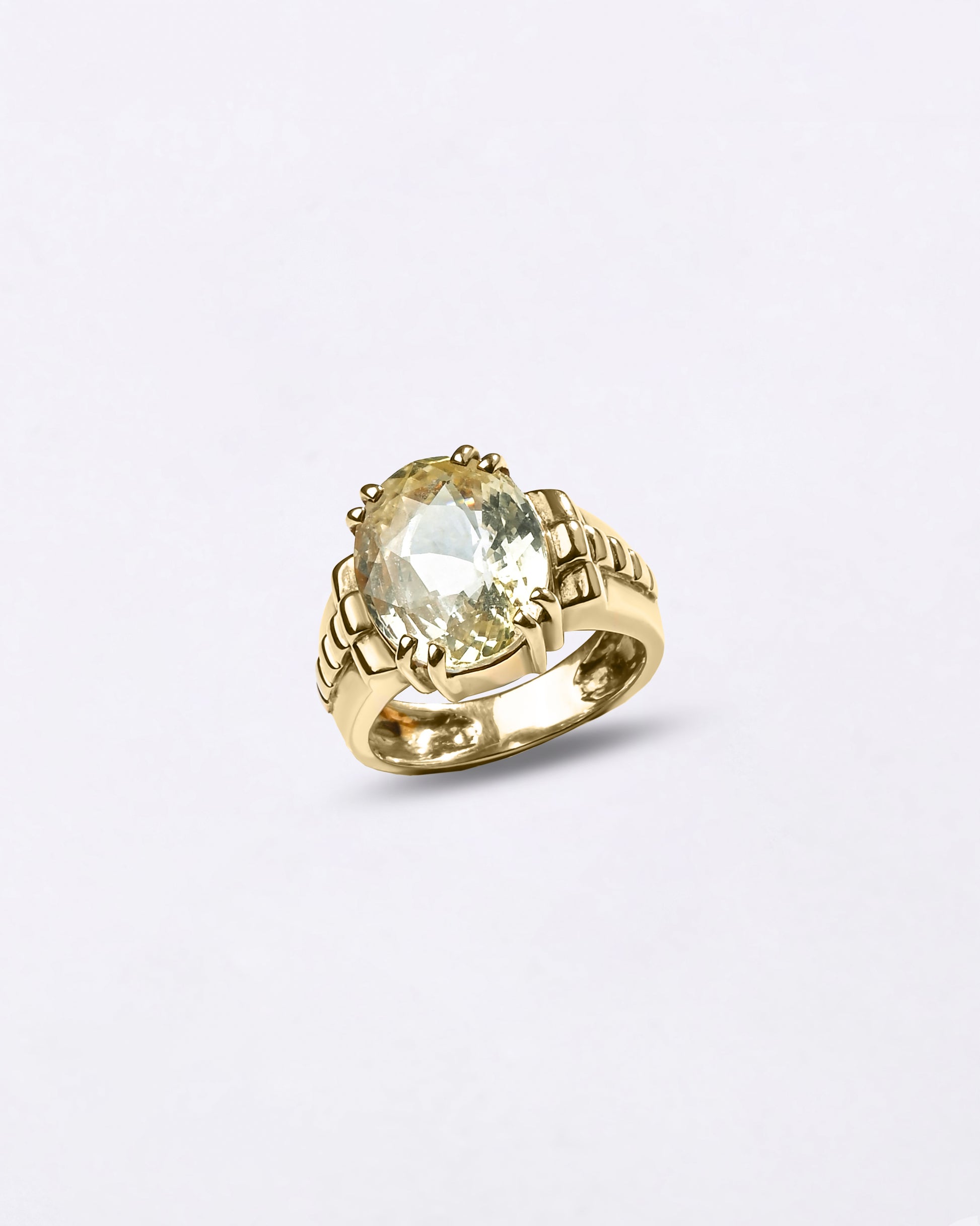 Astrology White Sapphire Gemstone Ring from Myra Gems