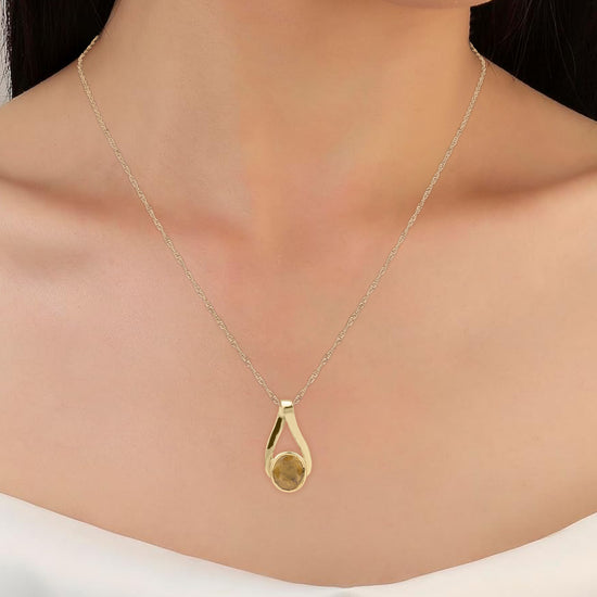Natural Yellow Sapphire Gemstone Pendant in 18K Gold from Myra Gems