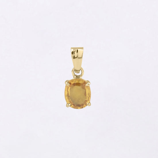 Plain Yellow Sapphire Pendant in 18K Gold from Myra Gems