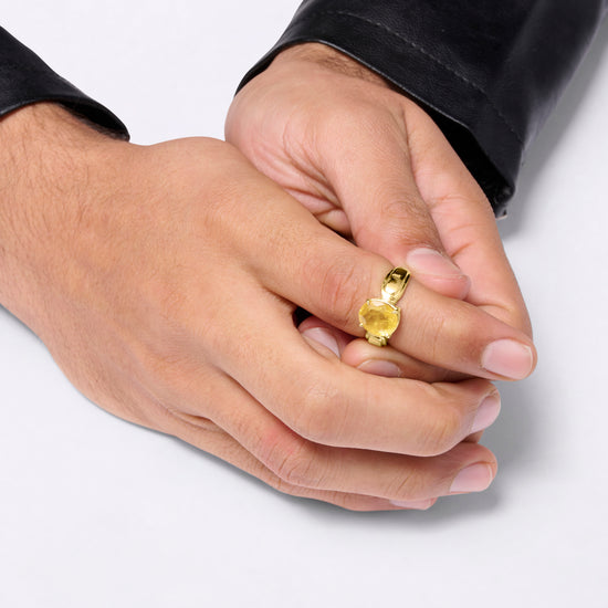 Royal Pukhraj Gemstone Ring In Gold from Myra Gems
