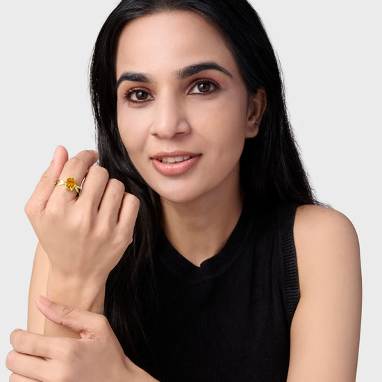 Female Gold Gemstone Ring Collection from Myra Gems