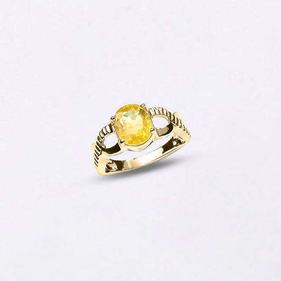 18K Gold Pukhraj Gemstone Ring for Men from Myra Gems