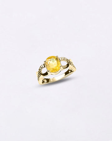 18K Gold Pukhraj Gemstone Ring for Men from Myra Gems