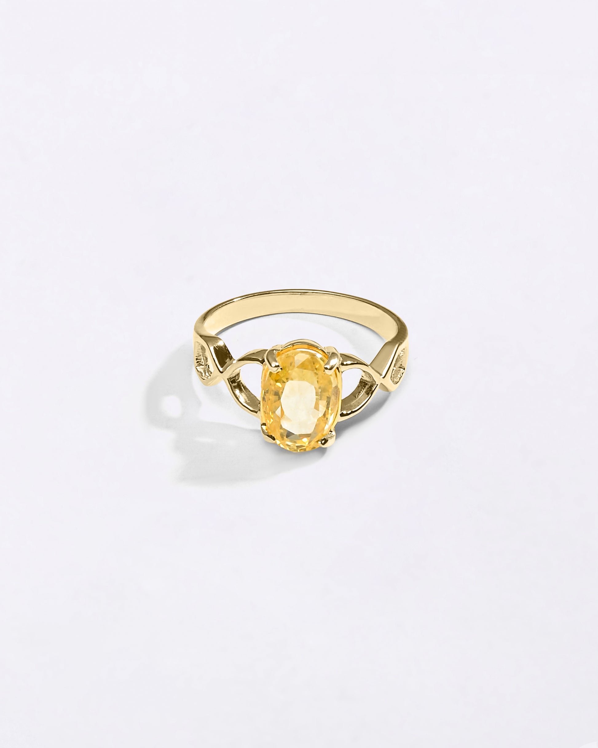 Natural Yellow Sapphire Ring for Female in 18K Gold from Myra Gems