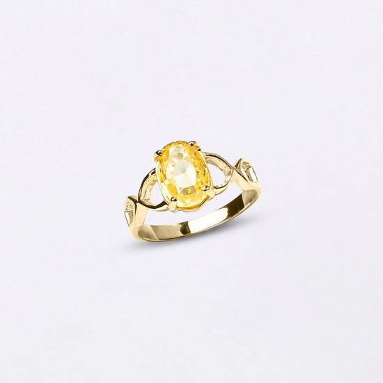 Natural Yellow Sapphire Ring for Female in 18K Gold from Myra Gems