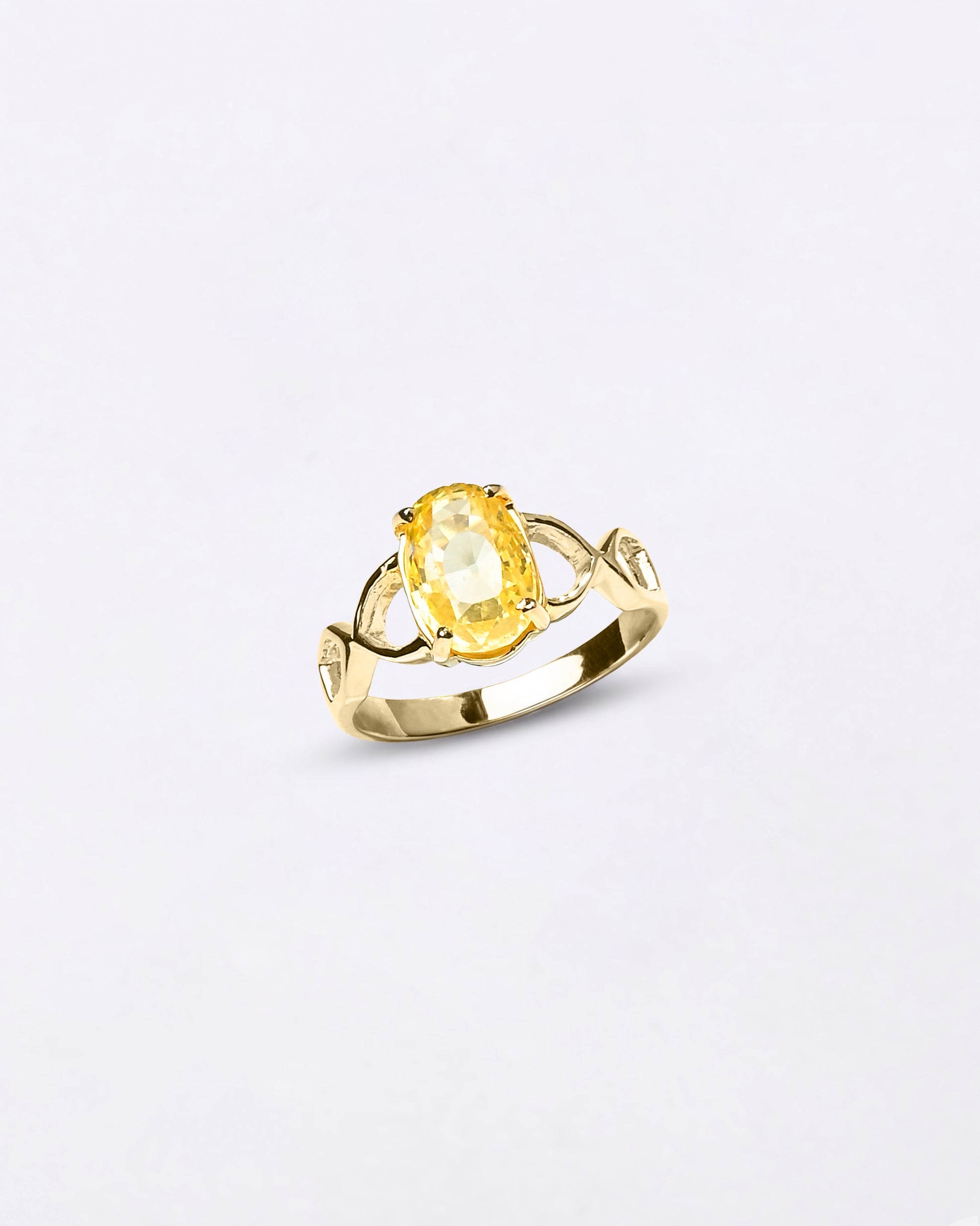Natural Yellow Sapphire Ring for Female in 18K Gold from Myra Gems