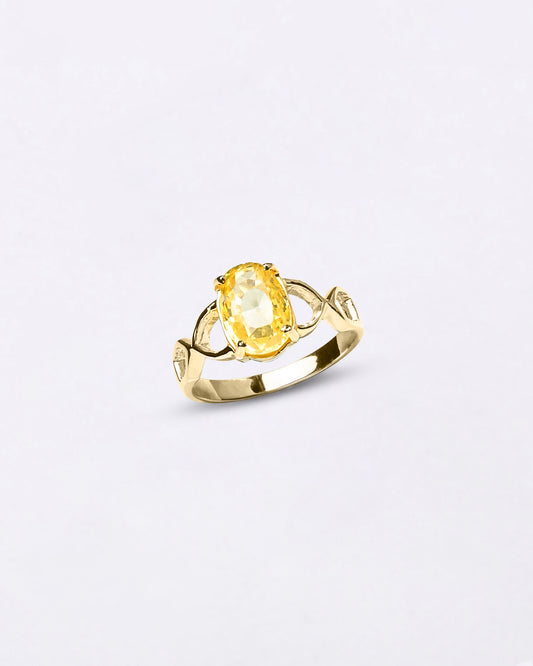 Natural Yellow Sapphire Ring for Female in 18K Gold from Myra Gems