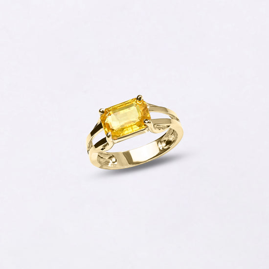 Rectangular Cut Sapphire Ring In 18K Gold from Myra Gems