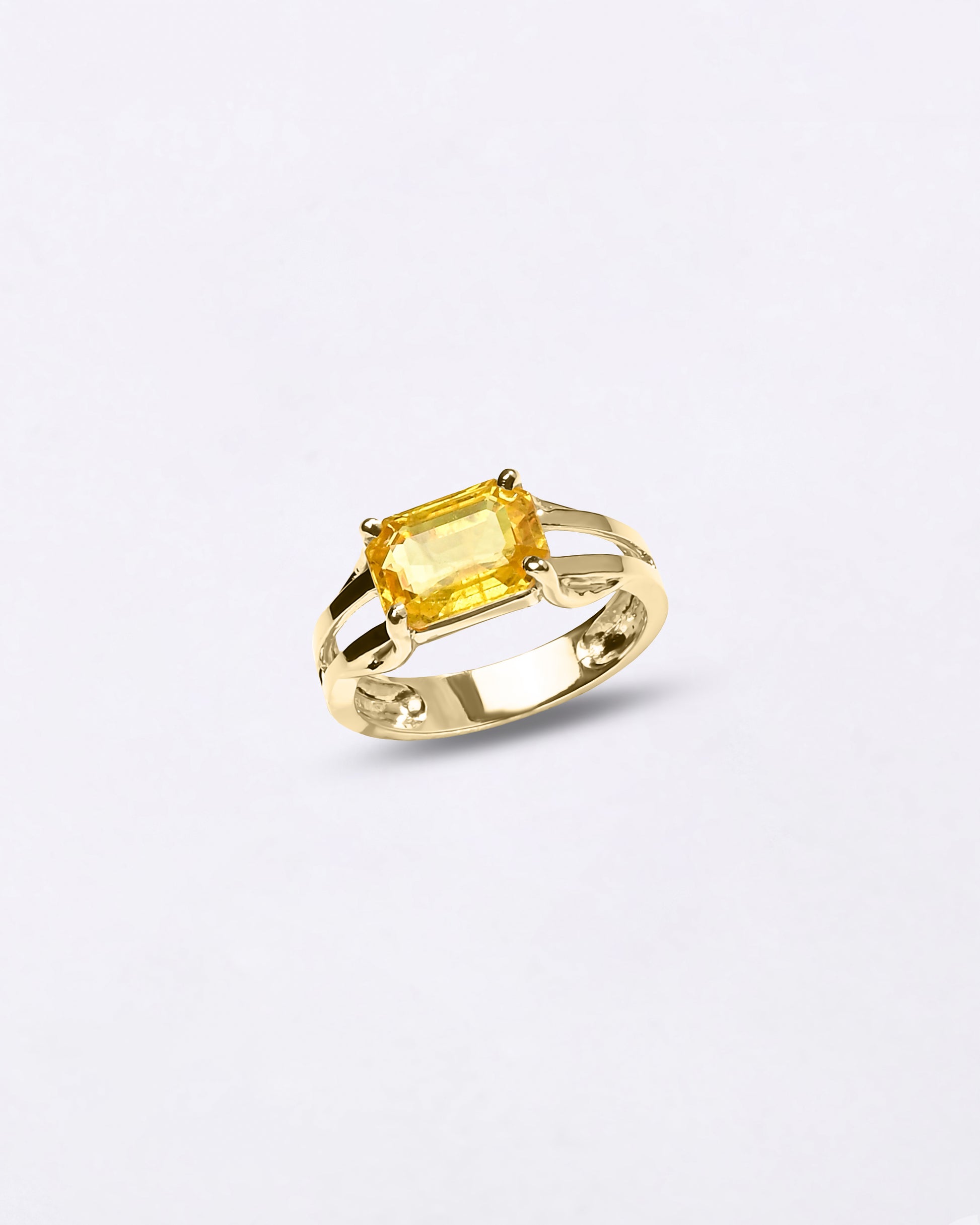 Rectangular Cut Sapphire Ring In 18K Gold from Myra Gems