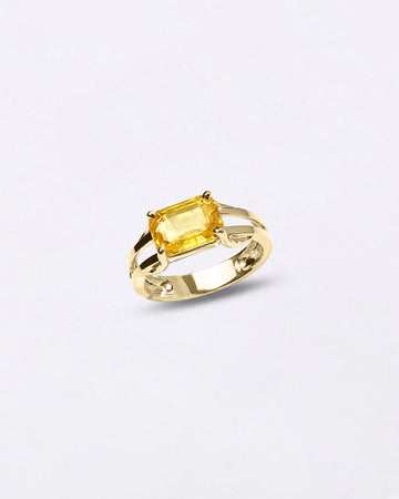 Rectangular Cut Sapphire Ring In 18K Gold from Myra Gems