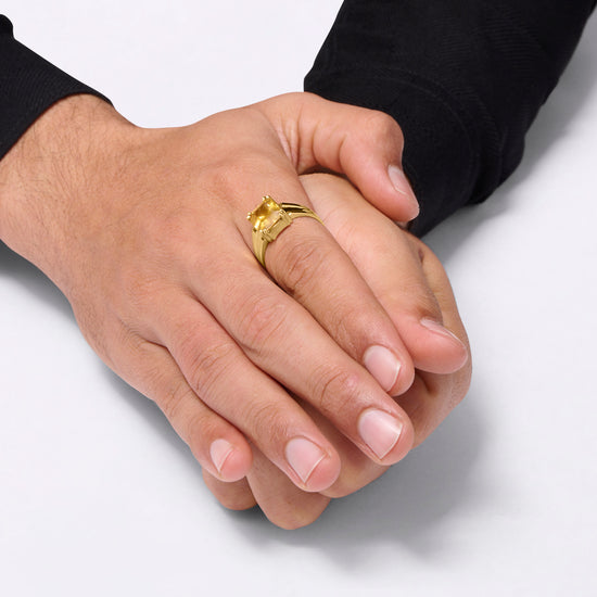 Rectangular Cut Sapphire Ring In 18K Gold for Male from Myra Gems