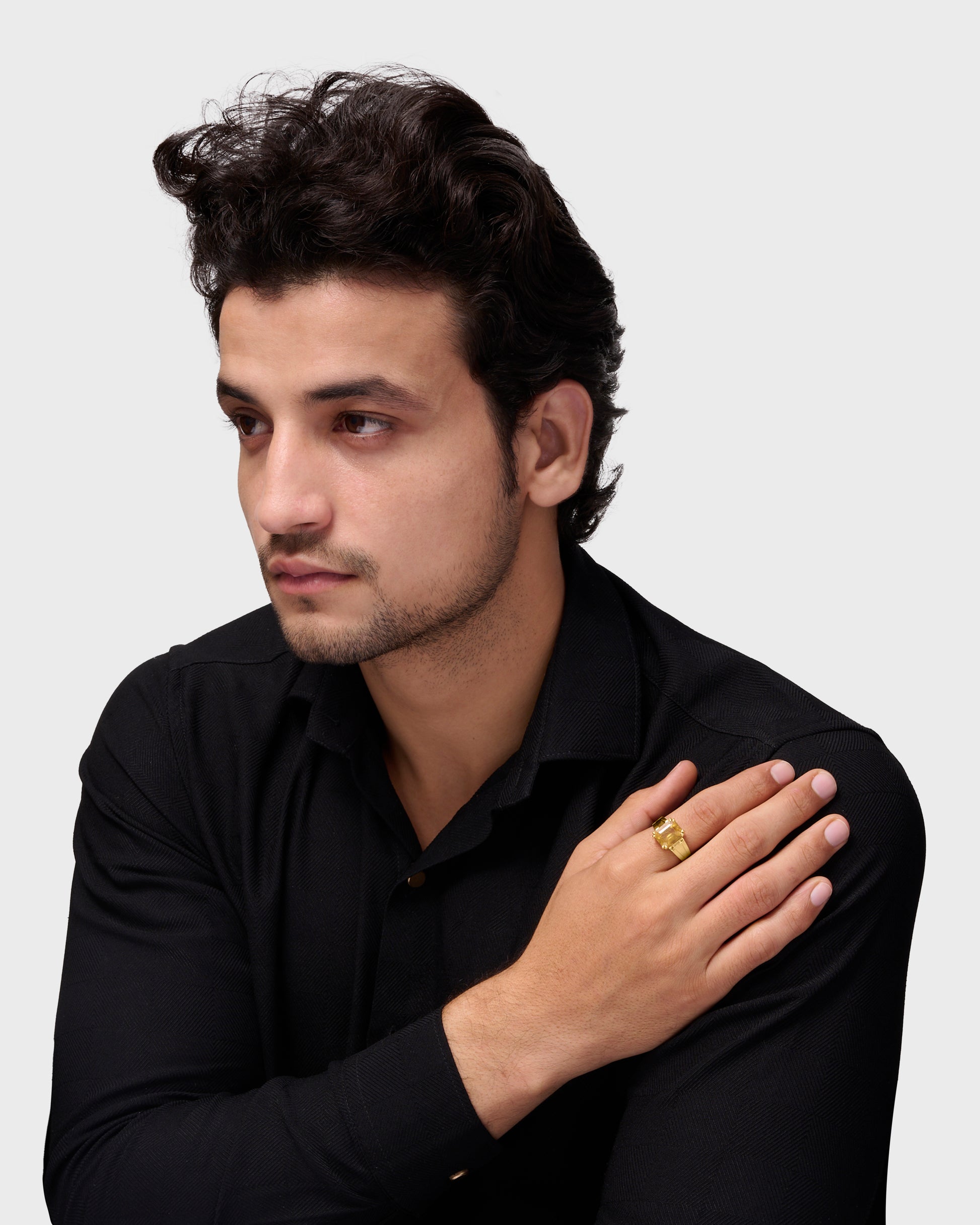 Rectangular Cut Sapphire Ring In 18K Gold for Male from Myra Gems