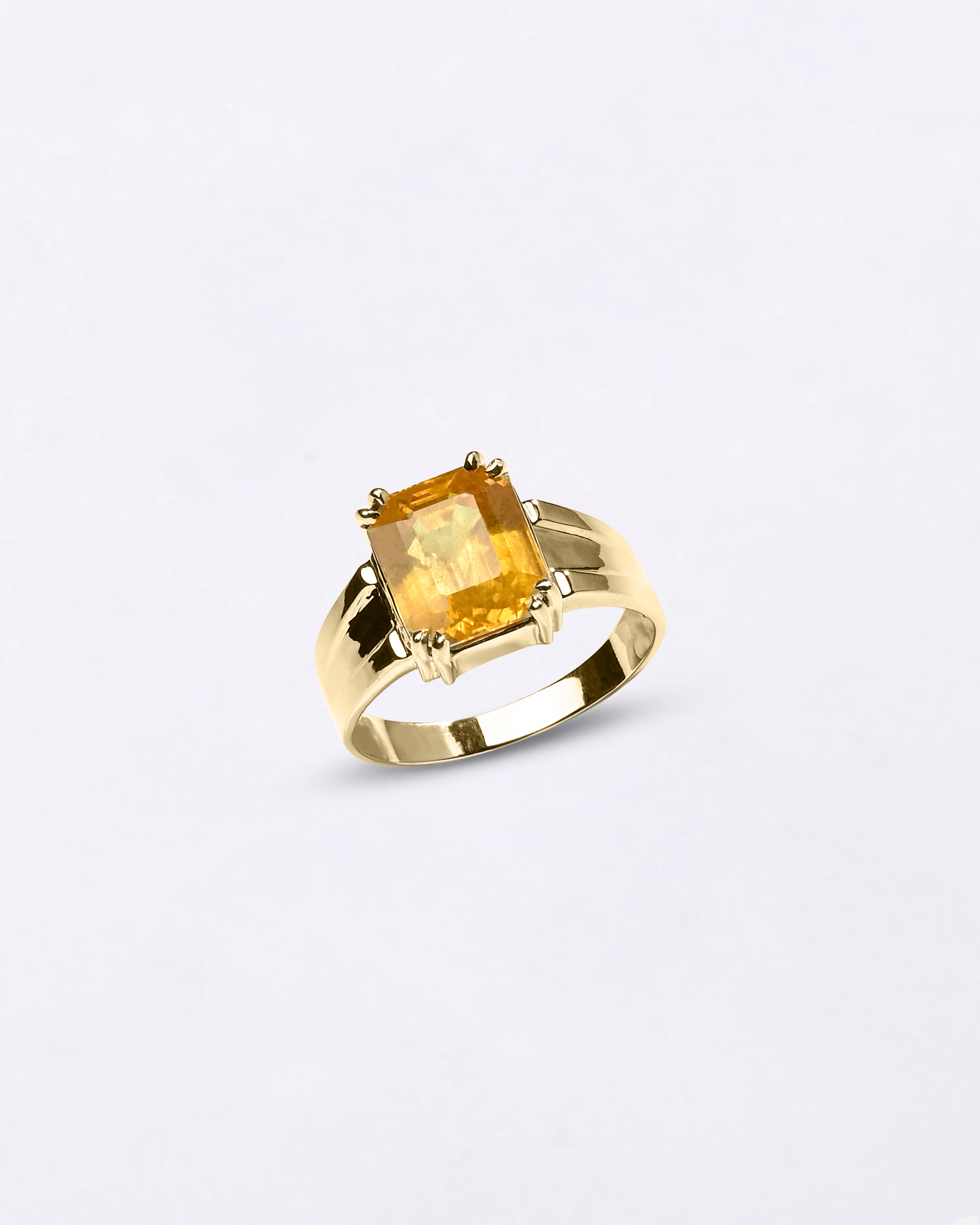 Statement Yellow Sapphire (Pukhraj) Ring in Gold - Rectangular Nexa