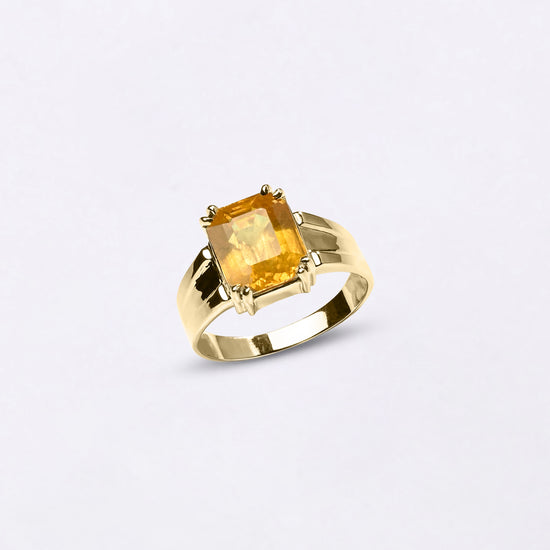 Rectangular Cut Sapphire Ring In 18K Gold for Male from Myra Gems