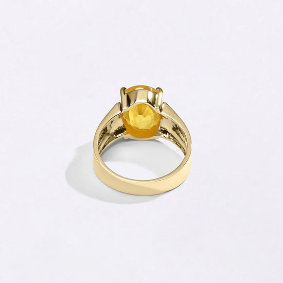 Heirloom 18K Gold Pukhraj Gemstone Ring  for Male from Myra Gems