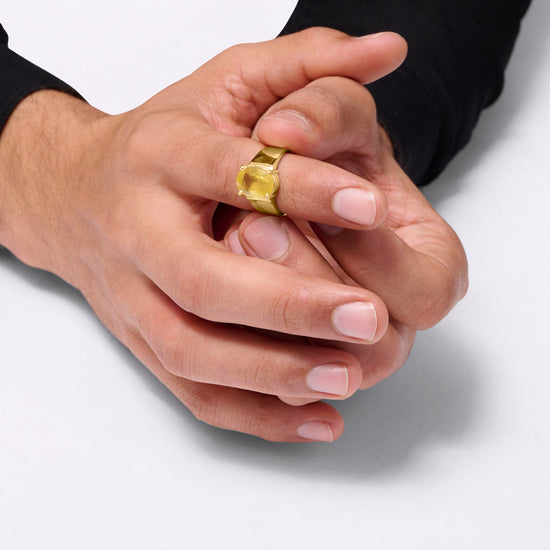 Heirloom 18K Gold Pukhraj Gemstone Ring  for Male from Myra Gems