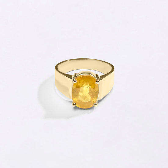 Heirloom 18K Gold Pukhraj Gemstone Ring  for Male from Myra Gems