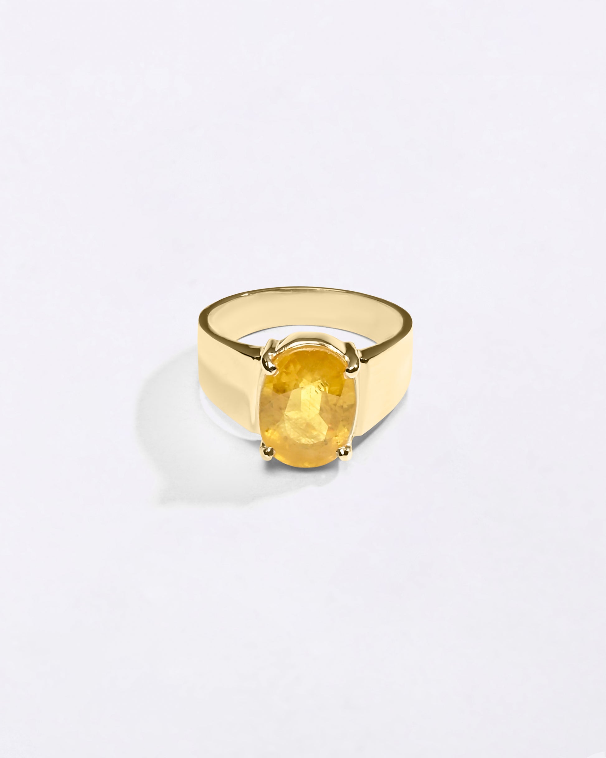 Heirloom 18K Gold Pukhraj Gemstone Ring  for Male from Myra Gems