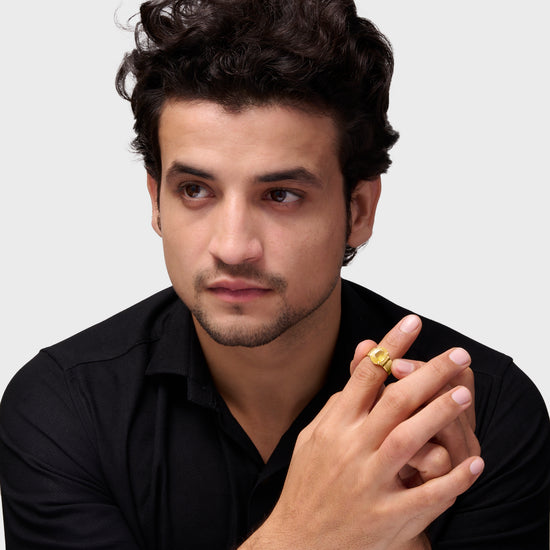 Heirloom 18K Gold Pukhraj Gemstone Ring  for Male from Myra Gems