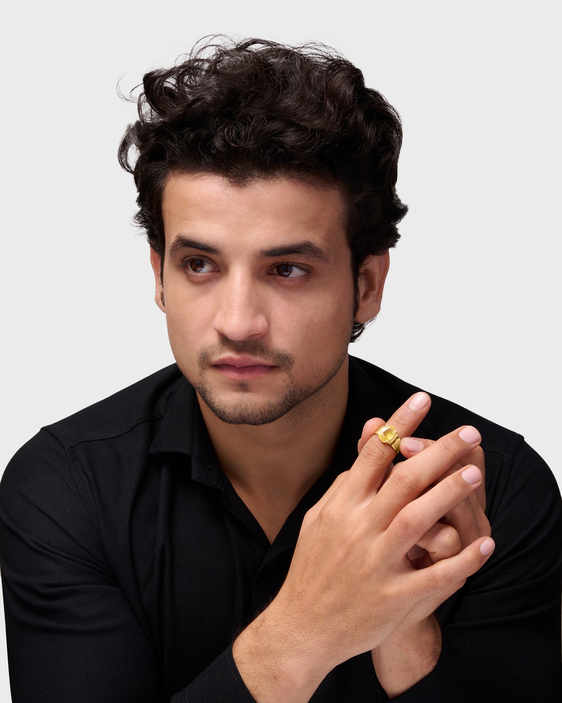 Heirloom 18K Gold Pukhraj Gemstone Ring  for Male from Myra Gems
