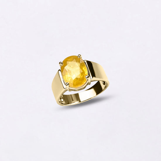 Heirloom 18K Gold Pukhraj Gemstone Ring  for Male from Myra Gems