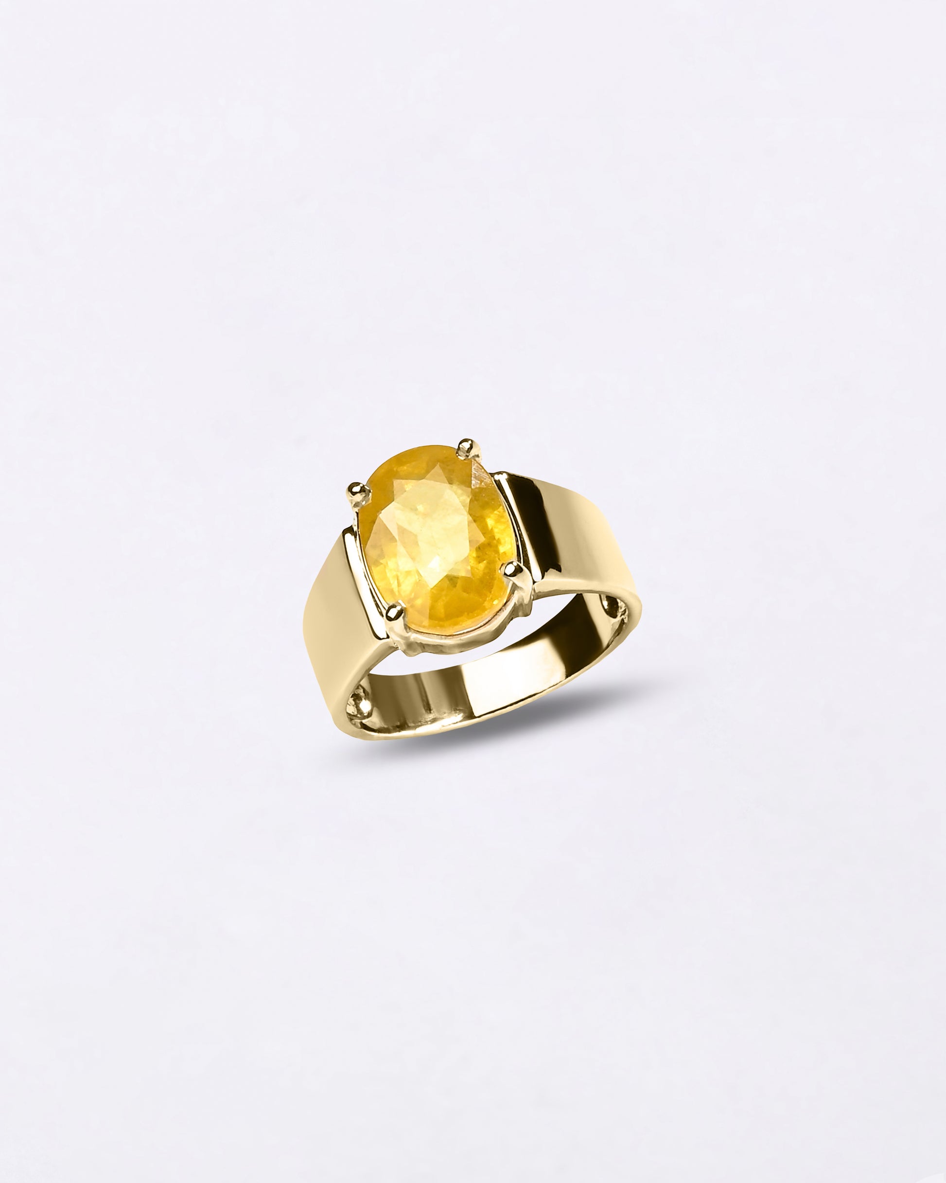 Heirloom 18K Gold Pukhraj Gemstone Ring  for Male from Myra Gems