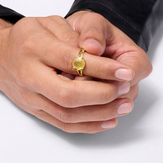 Yellow Sapphire Ring for Male In 18K Gold from Myra Gems